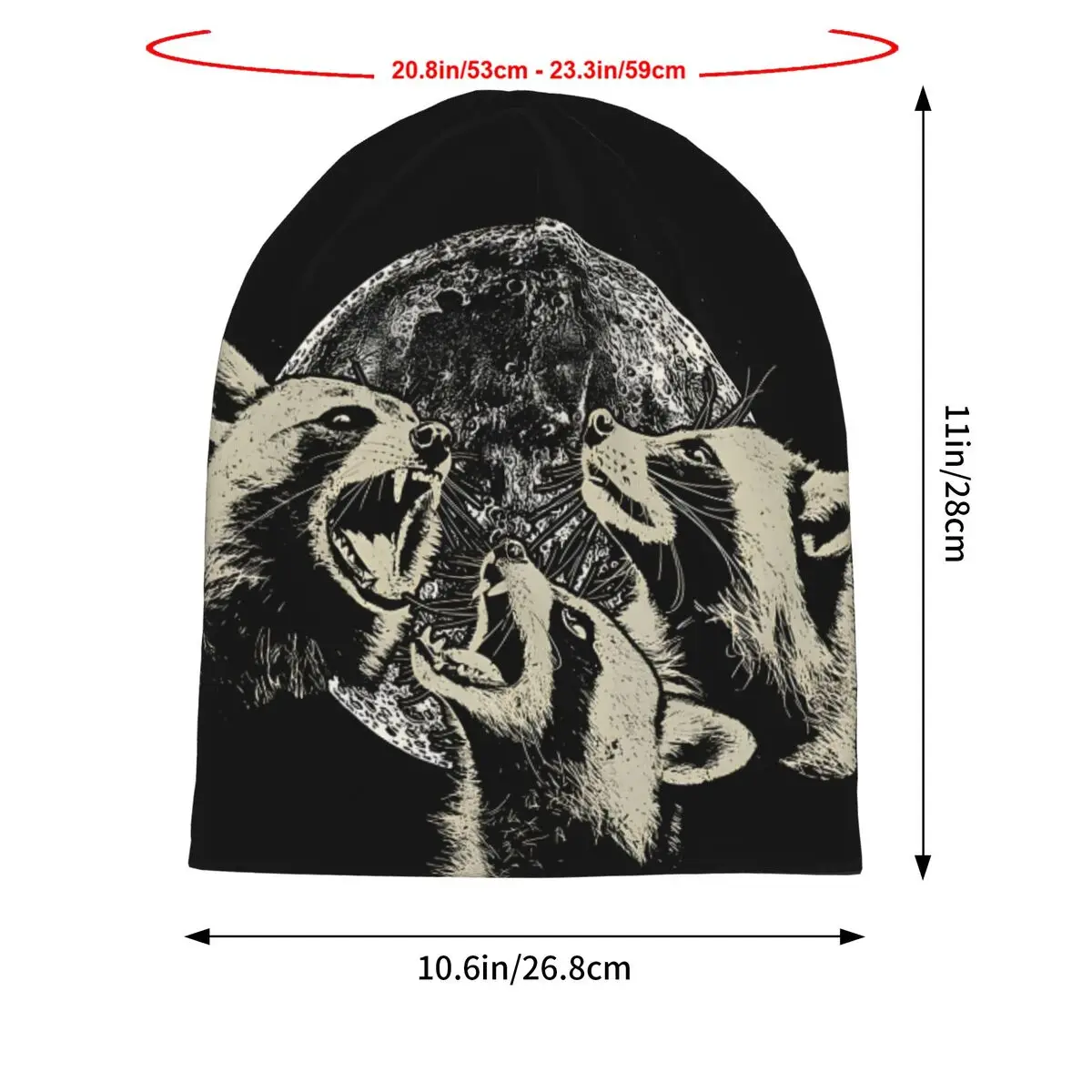 Raccoons Howling At The Moon Men Women Thin Beanies Outdoor Ski Cap Double Layer Fabric Bonnet Hat