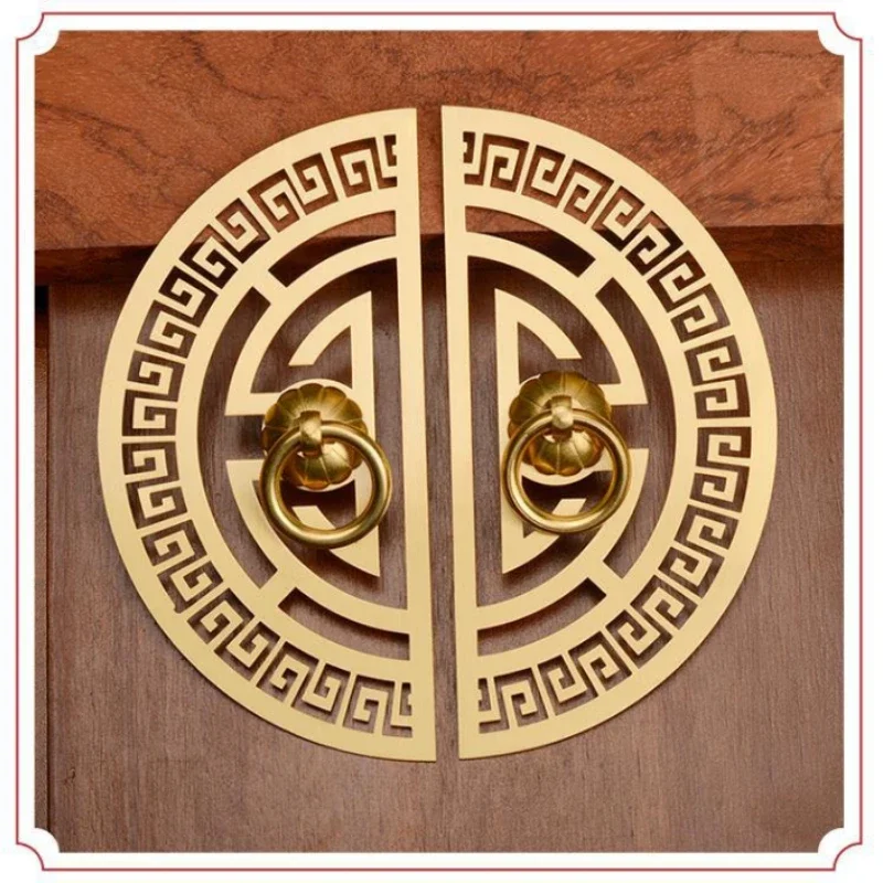 Hollow out Retro Copper Cabinet Door Knobs Chinese Antique Bronze Wardrobe Kitchen Round Handles Ring Pull Furniture Handle 15CM