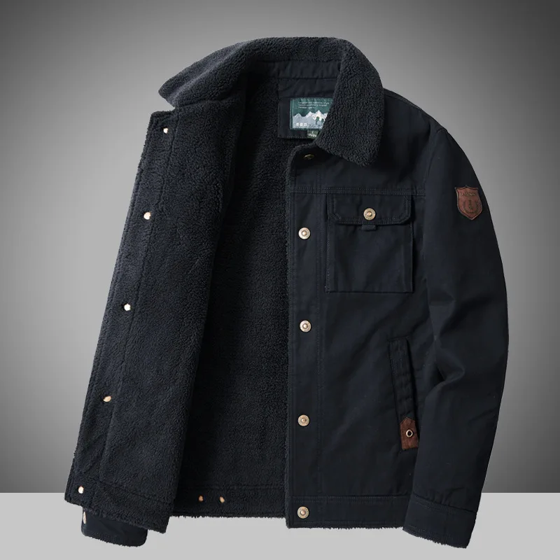 

Men 2025 Winter New Fleece Thick Warm Jacket Men Fashion Casual Windproof Coat Men Autumn Outwear Outdoor Fur Collar Jacket Men