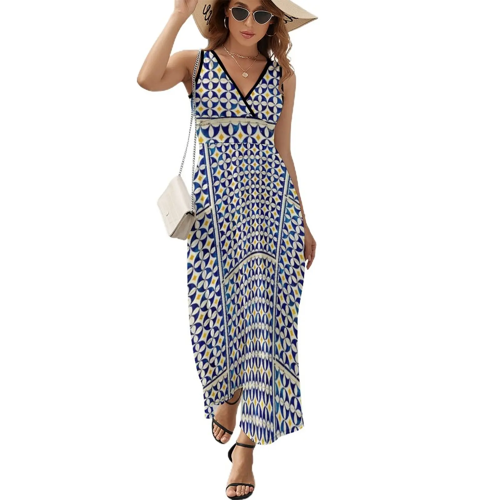 

Portuguese Tiles / azulejos Sleeveless Dress birthday dress for women luxury 2024 Elegant gown summer dress woman 2024 trendy