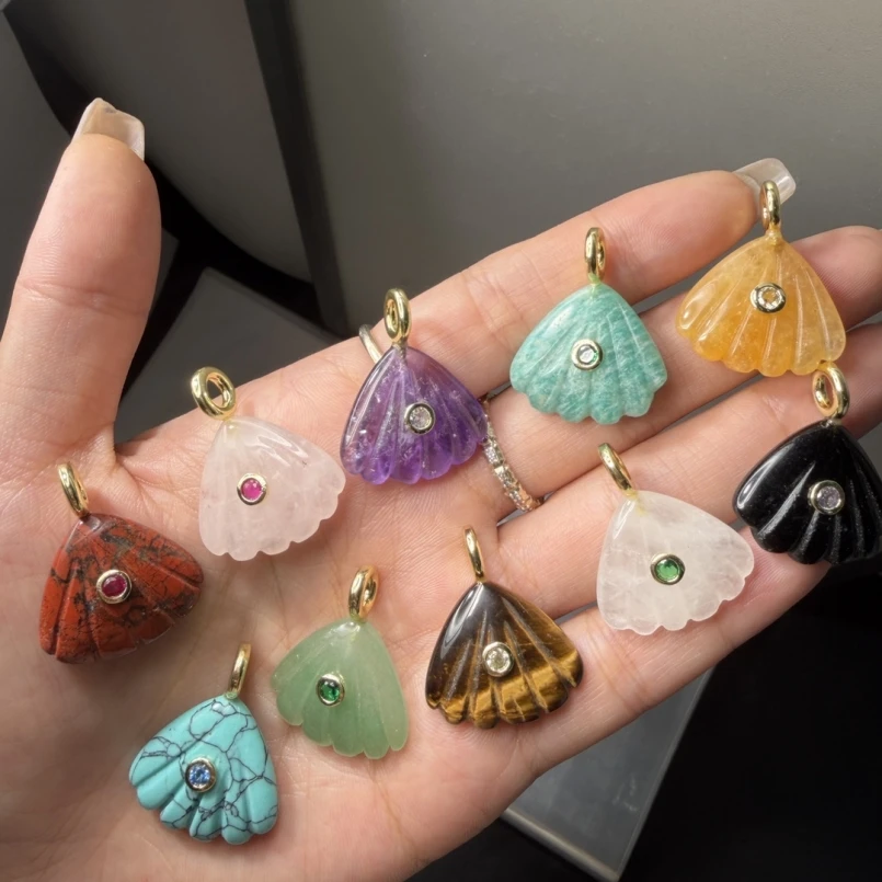 

10Pcs Crystal Cubic Zirconia Pendant Invisible Setting Gold Color Nautical Shell Shape Approx 28mm Jewelry Special Gift