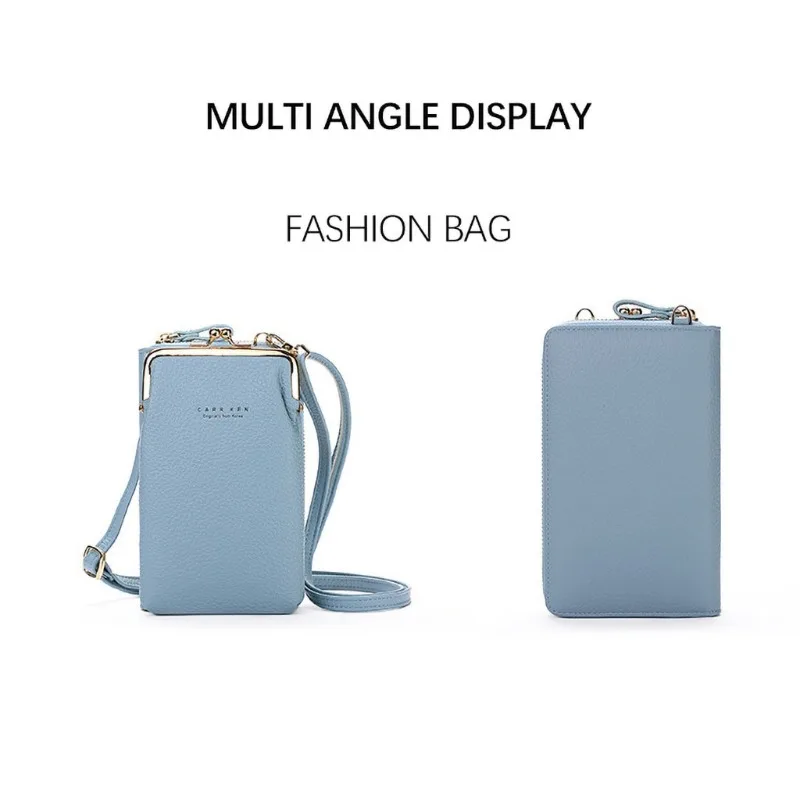 Sacos Crossbody De Couro De Metal Para Mulheres, Tela De Toque, Bolsa Do Telefone Celular, Carteira De Smartphone, Alça De Ombro, Bolsa, 1Pc