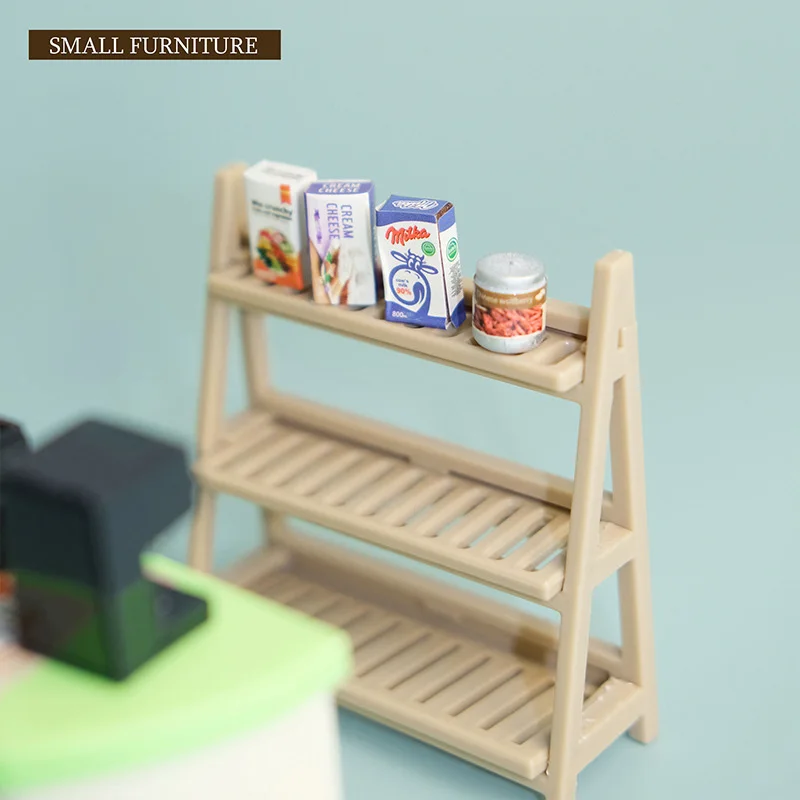 DIY escena en miniatura montaje modelo a juego Mini tienda de conveniencia caja registradora carrito de compras estante juguetes para jugar a las casitas para niños