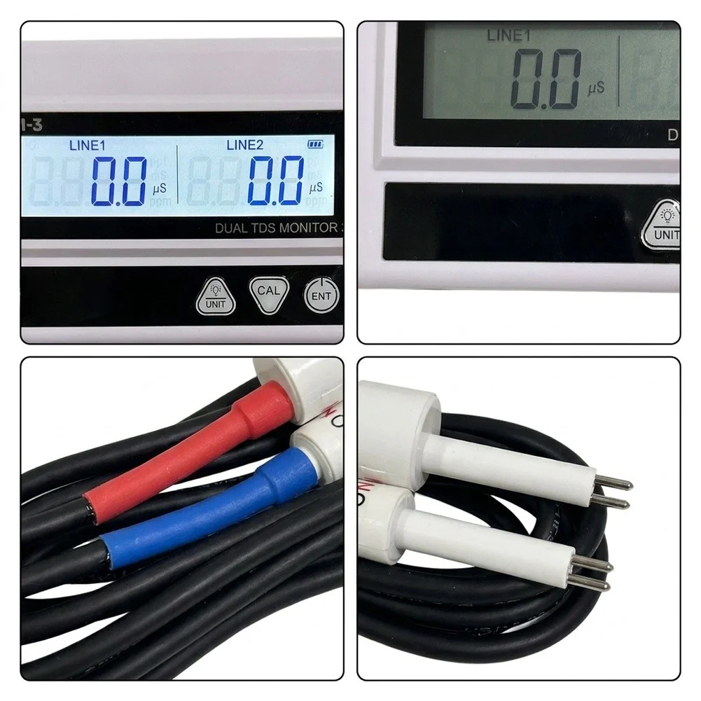 Dual Channel Water Conductivity Meter for RO Systems Hydroponics Aquarium Use Compact Size 116x70x19mm Metal Housing