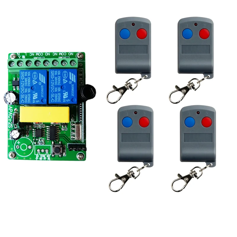 433Mhz RF Remote Control Circuit Universal Wireless Switch AC 110V 220V 2CH rf Relay Receiver and Keyfob Transmitter for Garage