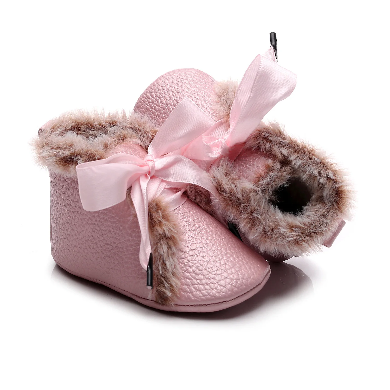 

Winter Girl Baby Cotton Shoes PU Soft Sole Non-slip Baby Toddler Shoes Fashion Princess Shoes Girl Bow Boots