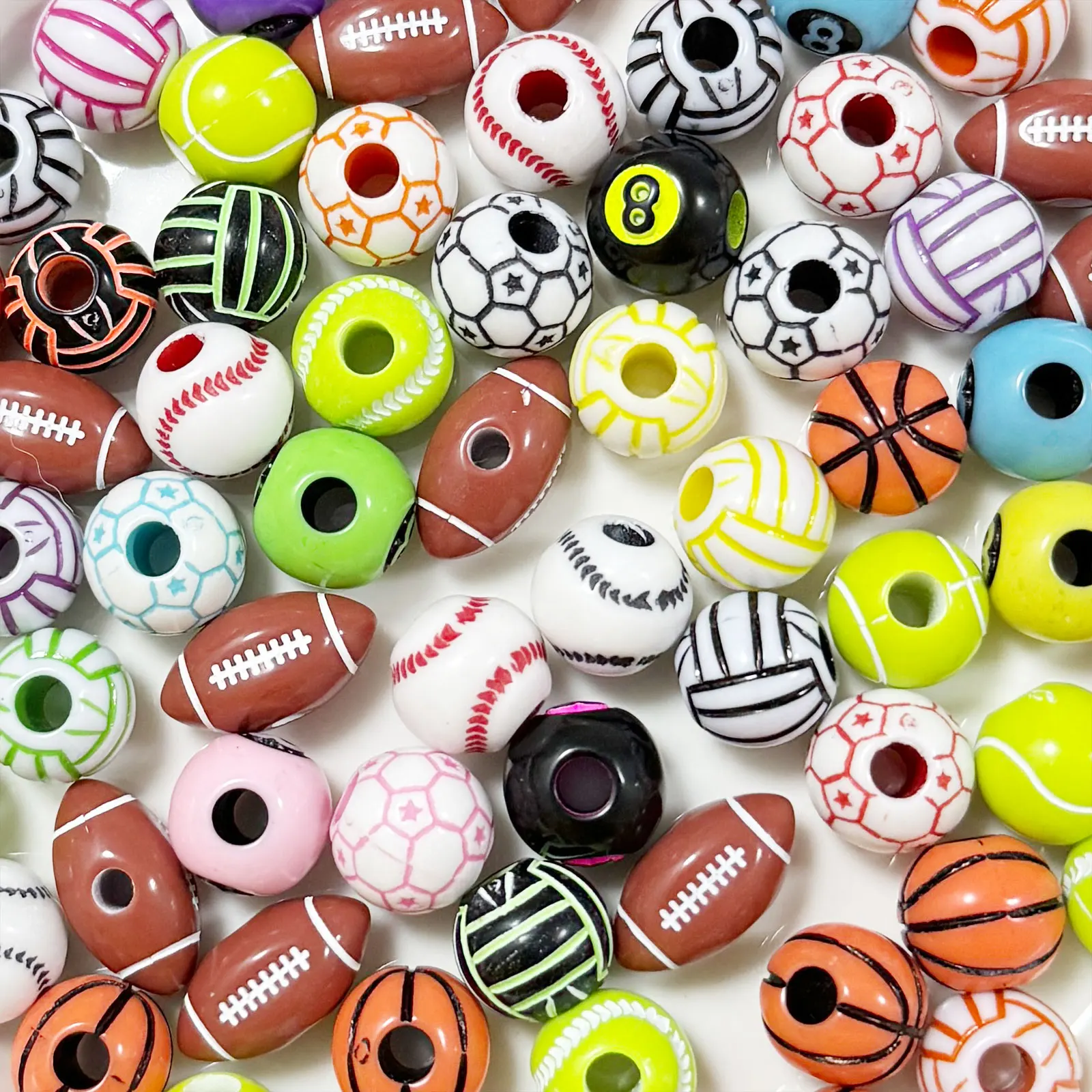 Basketball Tennis Rugby Football Baseball Soccer Sports Beads For Jewelry Making DIY Accessories Children Kids Toy Hair Charms