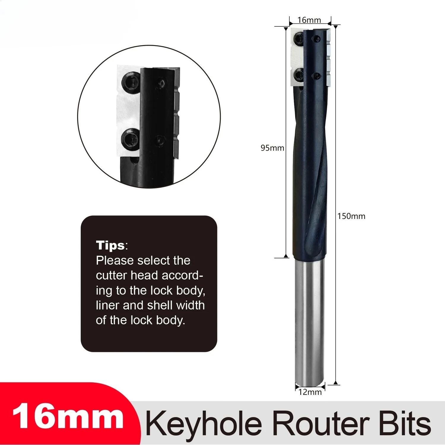 Livter Keyhole Router Bit with 16mm Cutting Dia Cleaning Bottom Straight Router Bit for Woodworking Engraving Door Grooving