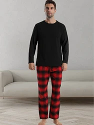 Men'S Plaid Pajamas Set, Autumn Wintercomfortable Flannel Long-Sleeved Top And Trousers Set Of Homewear Pajamas Set