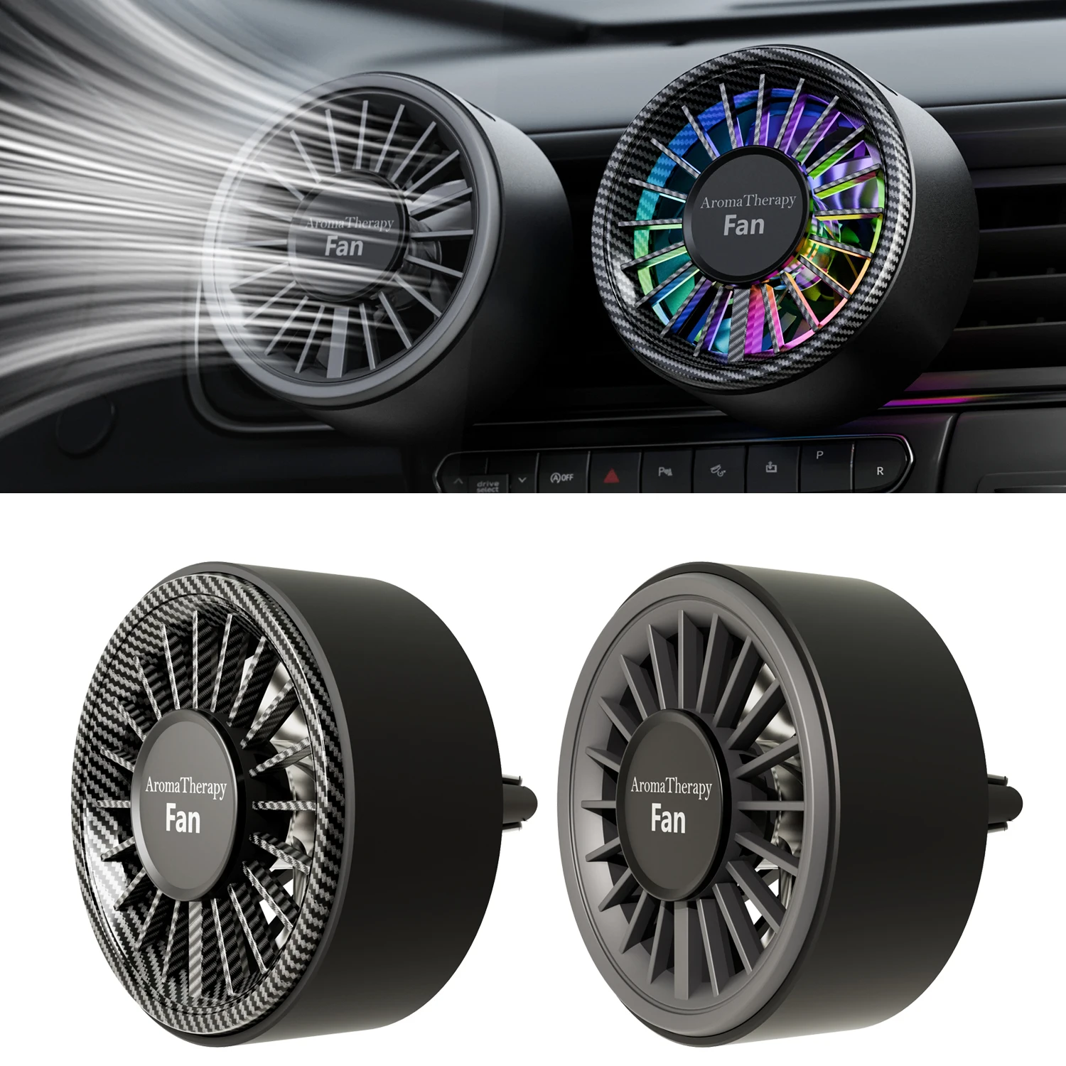 

FC9 Автомобильный вентилятор для ароматерапии Мини-автомобильный вентилятор USB Автомобильный вентилятор для вентиляционного отверстия Портативный с красочным светом Ароматное украшение для грузовика RV