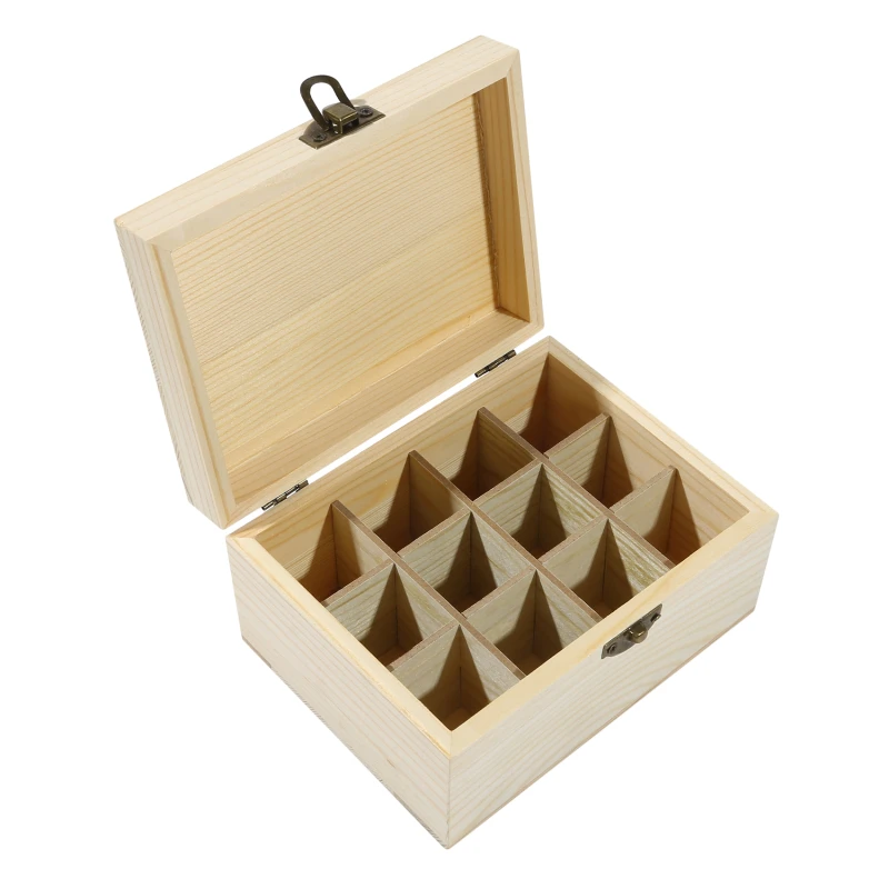 Wooden Storage Box 12/25 Grids Solid Wood Essential Oil Bottle Storage Case Essential Oil Packing Box Perfume Bottle Organizer