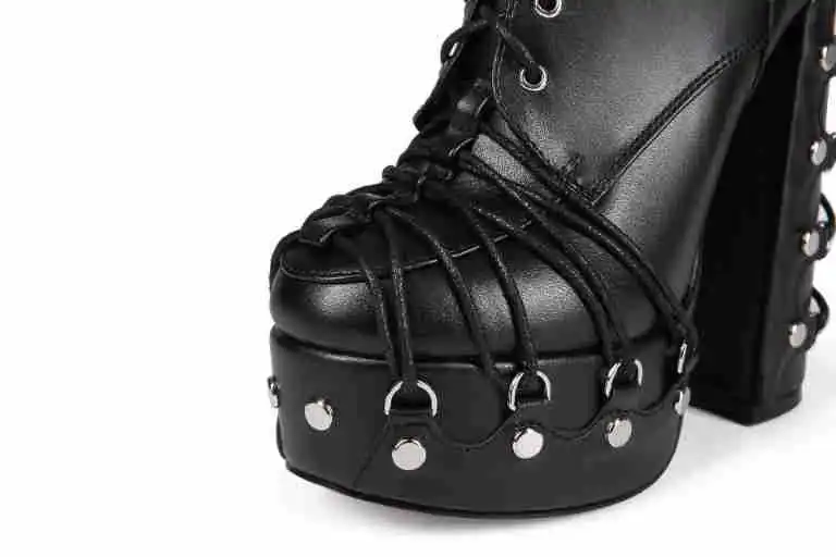 جديد سميكة القاع الأزياء برشام حذاء برقبة للركبة أحذية النساء Zapatos Mujer