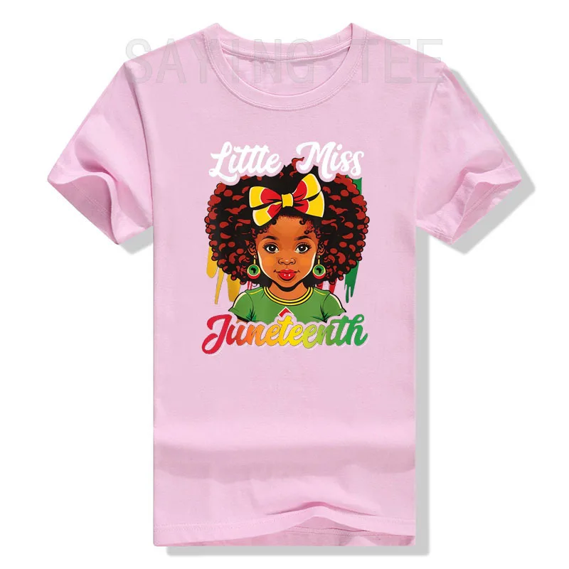 Kids Little Miss Juneteenth Shirt Girl Toddler Black History T-Shirt African American Freedom & Independence Graphic Tee Tops