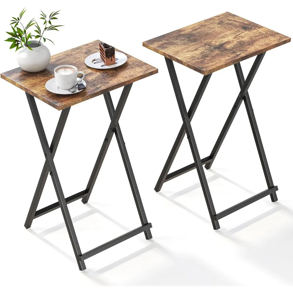

High Quality TV Trays, Small Folding Table, TV Trays Set of 2, TV Dinner Tray, Side Table for Bed, Portable Easy to Move, Brown