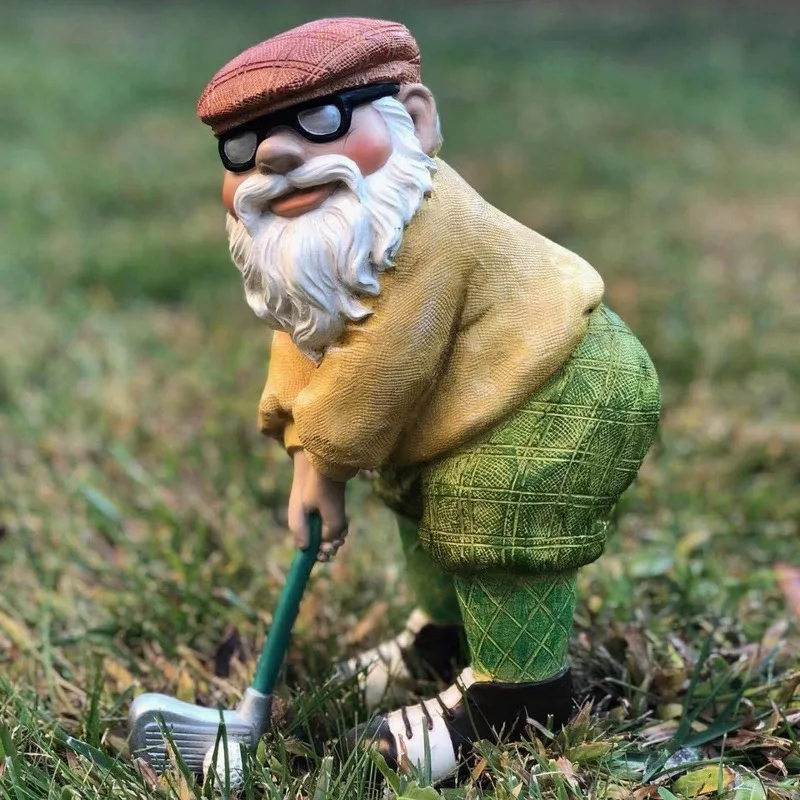 Golf Garden Gnome Resin Ornament, Leisure Lawn Yard Decor, Creative Home Patio Gardening Art Craft