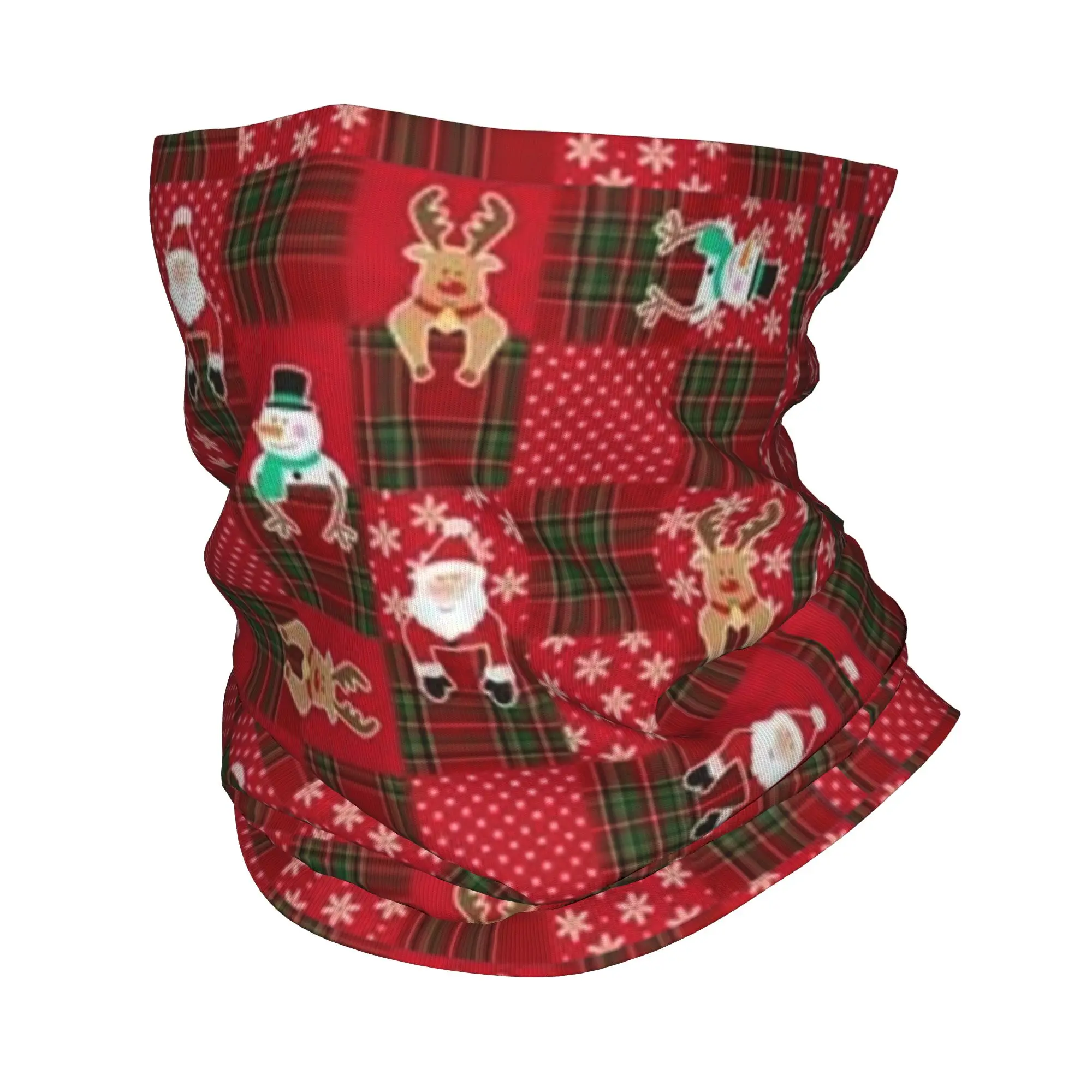 

Рождественская новогодняя бандана на заказ, зимняя теплая повязка на шею, женский ветрозащитный шарф для лица для пеших прогулок, повязка на голову со снеговиком и гномом