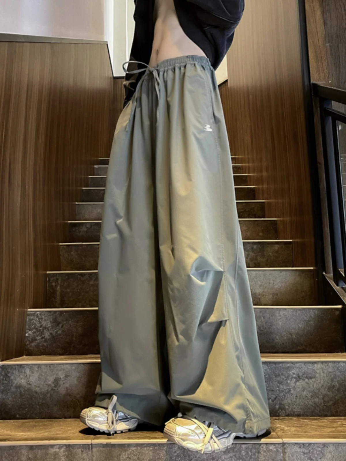 

Американские свободные брюки-карго с широкими штанинами для мужчин, осенние повседневные брюки в стиле хип-хоп для пар, прямые длинные брюки