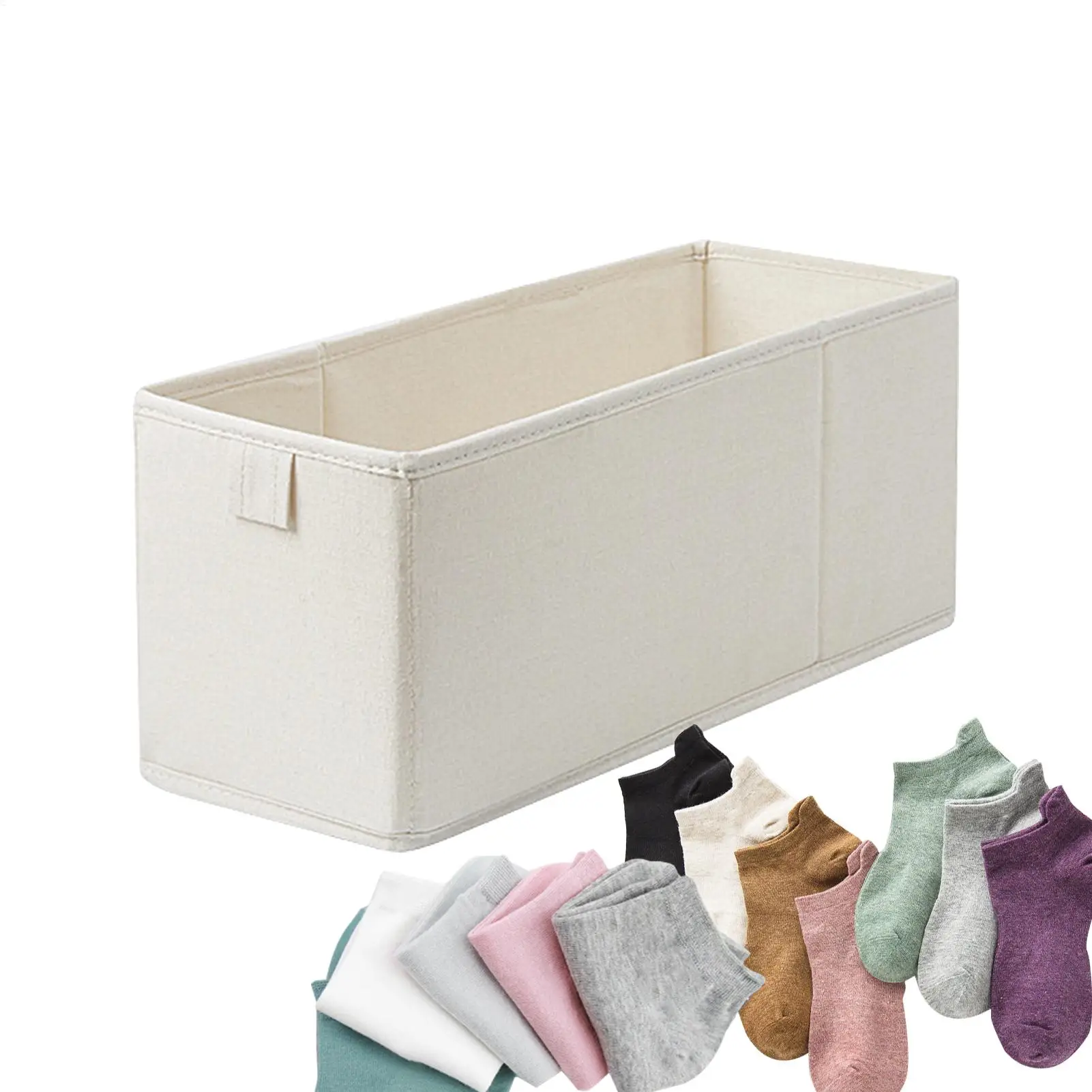 1pc Long Storage Container Bin Space-Saving Foldable Fabric Storage Bins Stable Sock Underwear Organizer for Drawer Shelf Closet