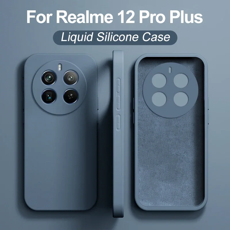 For Realme 12 Pro Plus Case Square Liquid Silicone Back Soft Cover For Realme 12 Realme12 Pro 12Pro Plus Shockproof Phone Case