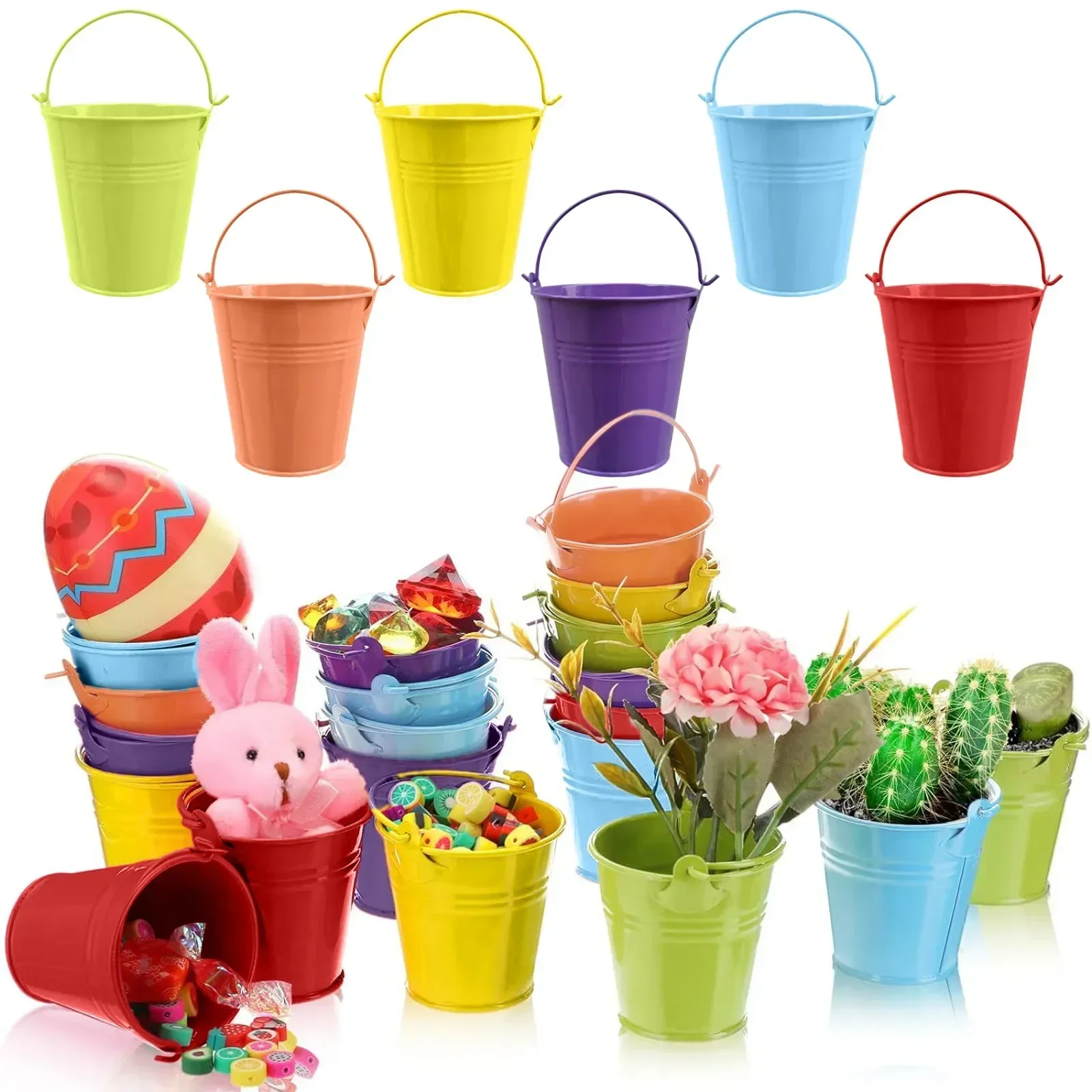 10piece Set Small Metal Iron Buckets with Handle for Home Garden Desktop Storage Baskets Ornament Mix of Sizes for Organization