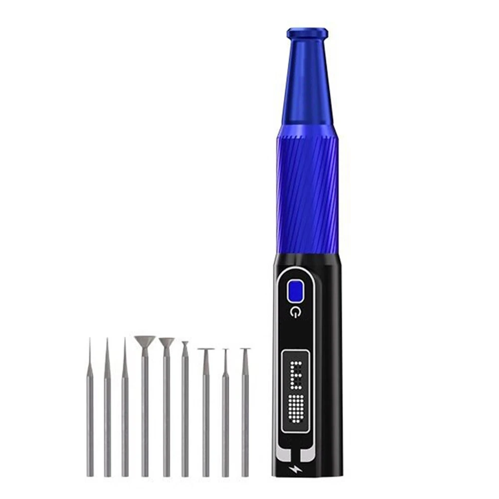 Electric Polishing Pen Aluminum Alloy 10Pcs Set For Engraving Cutting Carving Compact Design 37000RPM Brushless Motor
