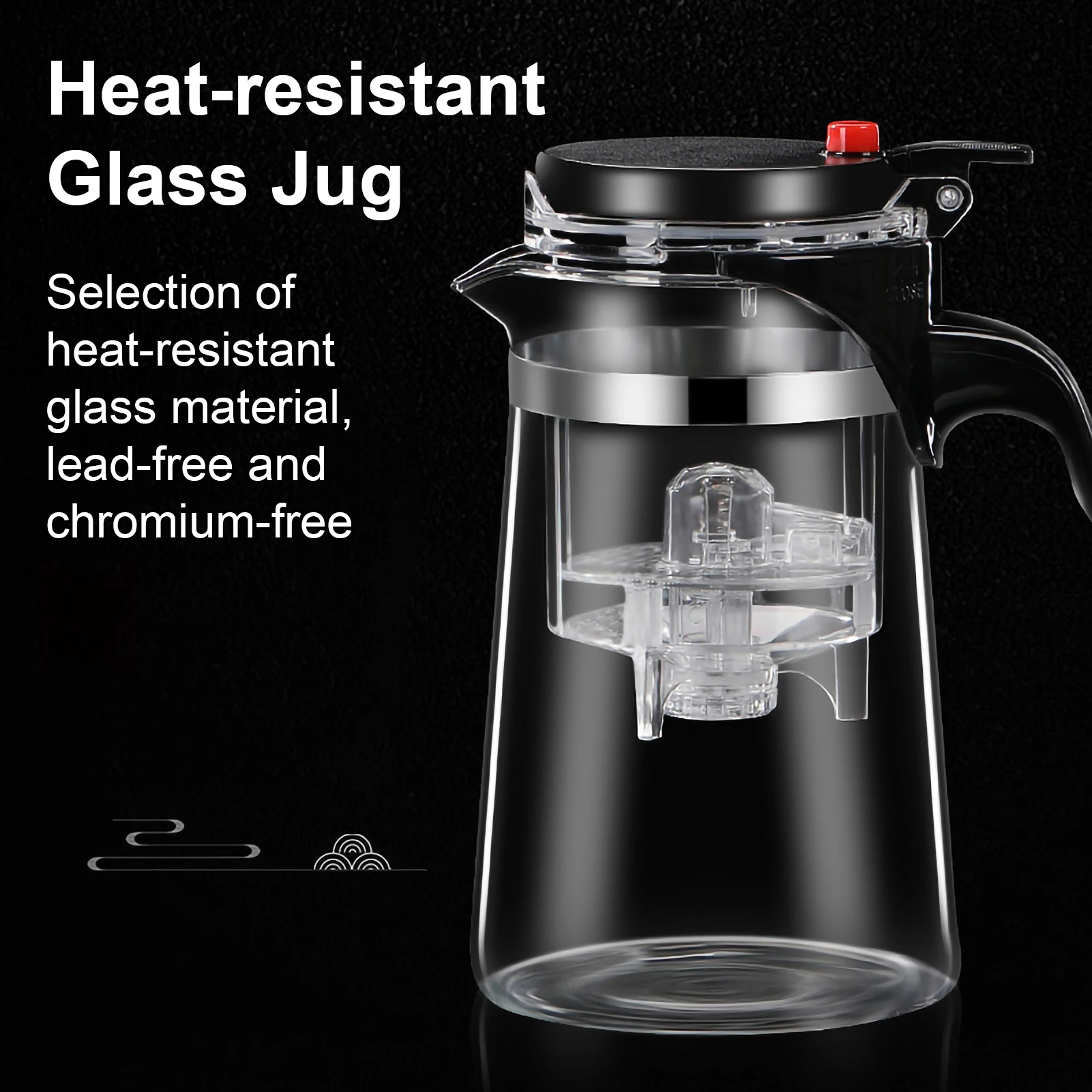 Tea Pot for Tea with Infuser Glass Kettle Heat Resistant Tea Maker Flower Tea Herbal Pot Convenient Office Coffee Teapot Teaware