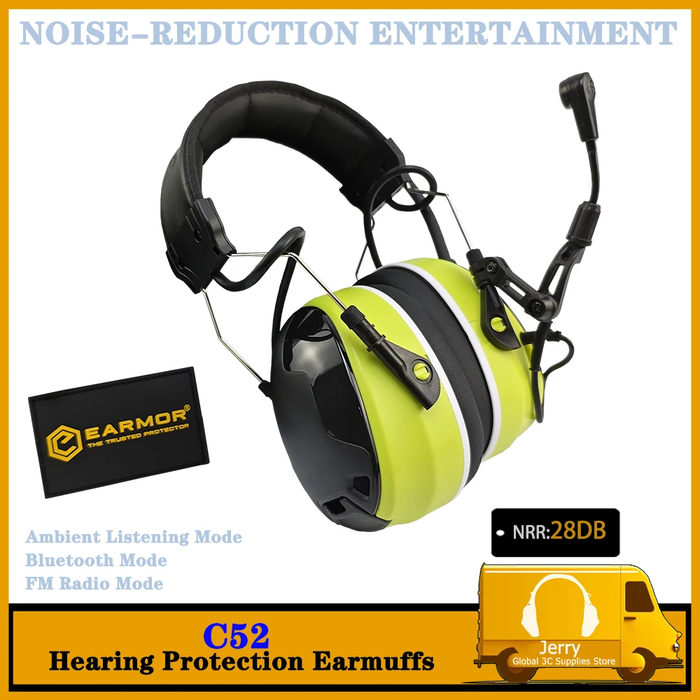 

EARMOR C52 Sound Pickup&Noise Canceling Earmuffs With Bluetooth Communication FM Radio Media Playback Hearing Protection Headset