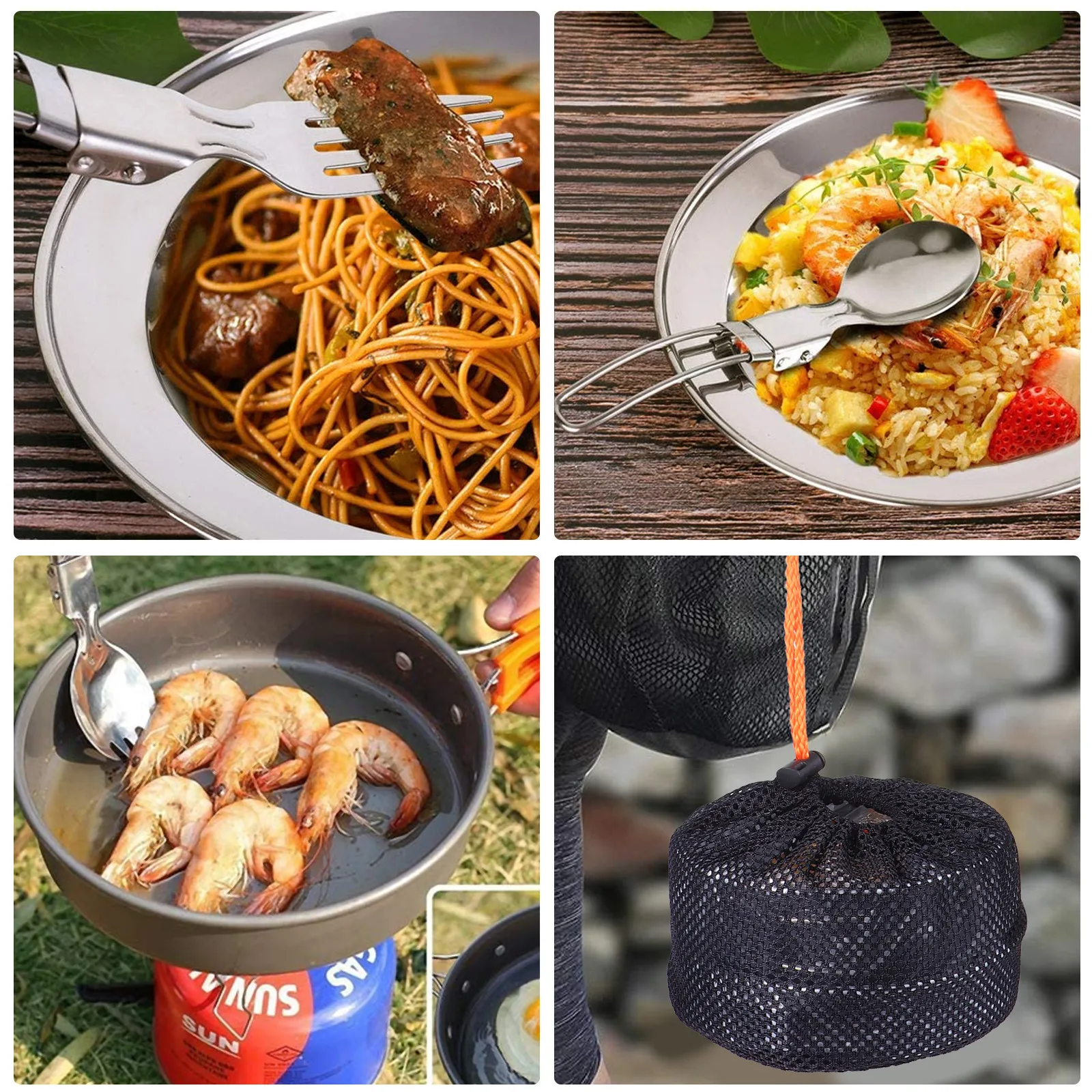 

1Set Outdoor Camping Cookware Portable Lightweight Foldable Handle Aluminum Alloy Cooking Set for Hiking Picnic