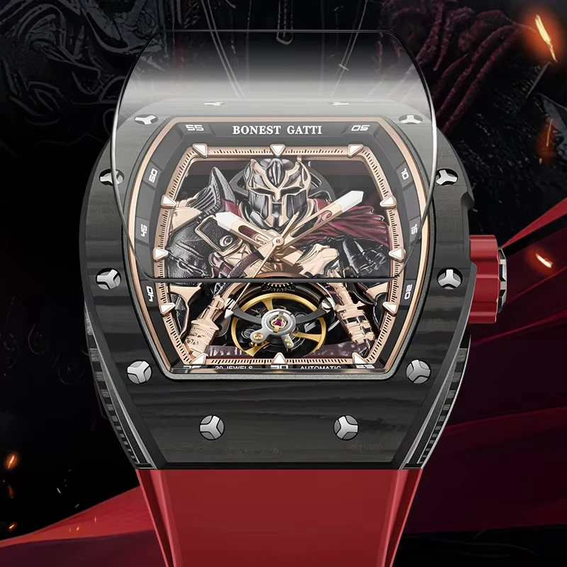 

Мужские автоматические механические часы BONEST GATTI 9009 из углеродного волокна с сапфировым стеклом