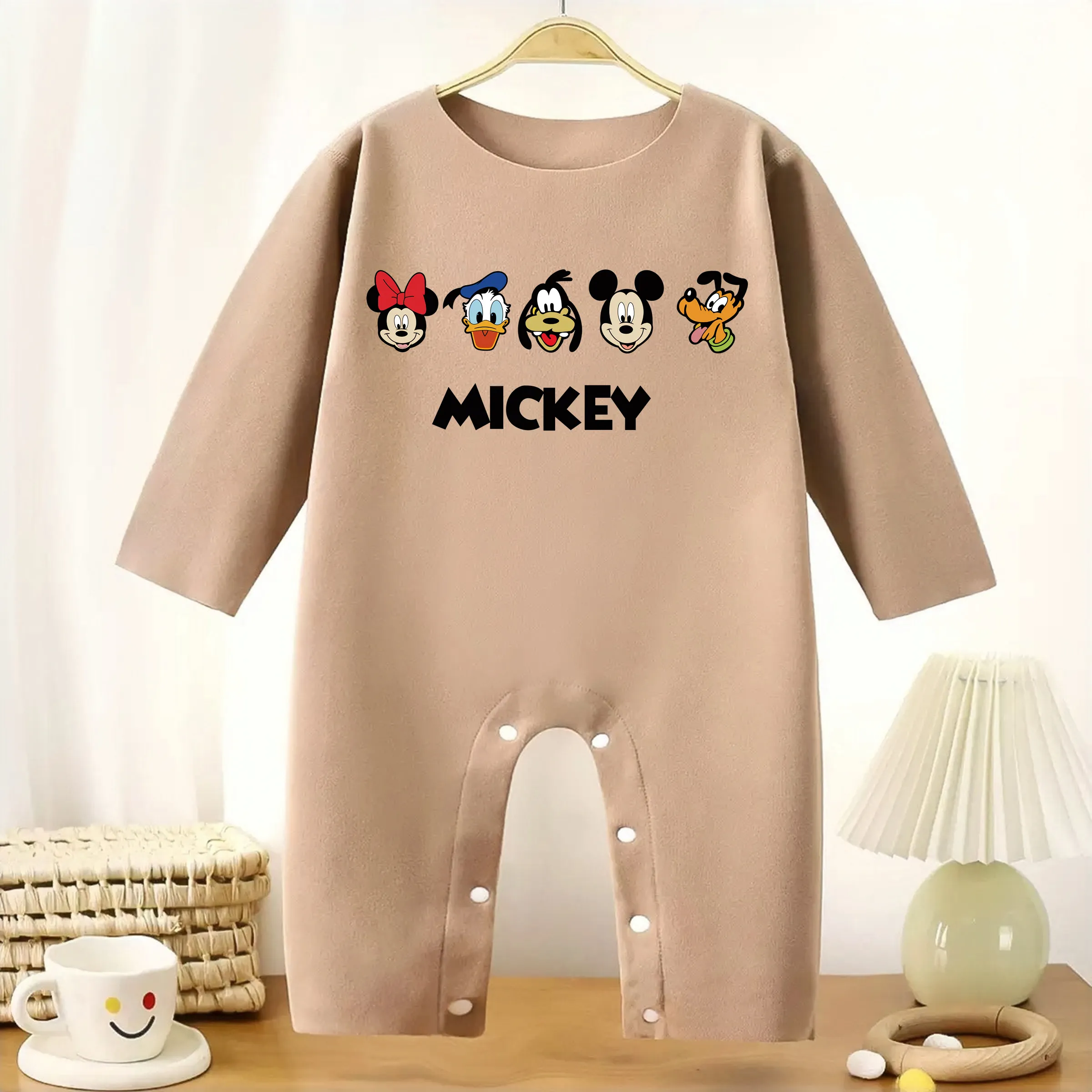 MINISO ميكي ماوس طويلة الأكمام الارتفاع 60-90 سنتيمتر الطفل ارتداءها لطيف رائعة طباعة نيسيي لملابس الطفل بذلة مريحة