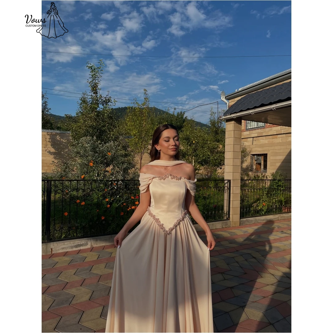 

Vows Line A Elegant Prom Dresses 2025 Luxury Evening Dress 2025 Custom Made Chiffon Rhinestone Dresses for Women Wedding Party