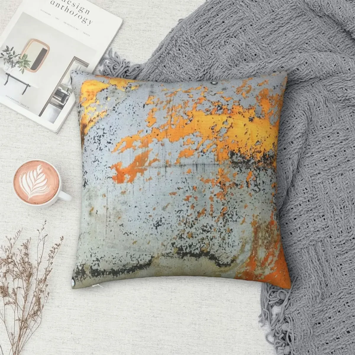 

Gray-yellow Rusty Metal Pillowcase Polyester Pillows Cover Cushion Comfort Throw Pillow Sofa Decorative Cushions Used for Home