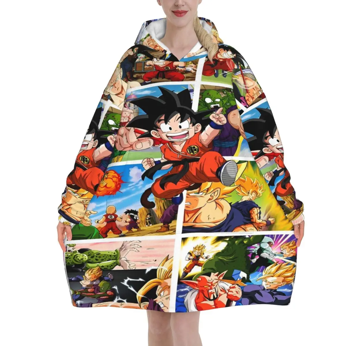

Dragon Ball DragonBall Wearable Blanket Hoodie for Women Men Warm Cozy Large Blanket Sweatshirt Thick Fleece Hooded Blanket