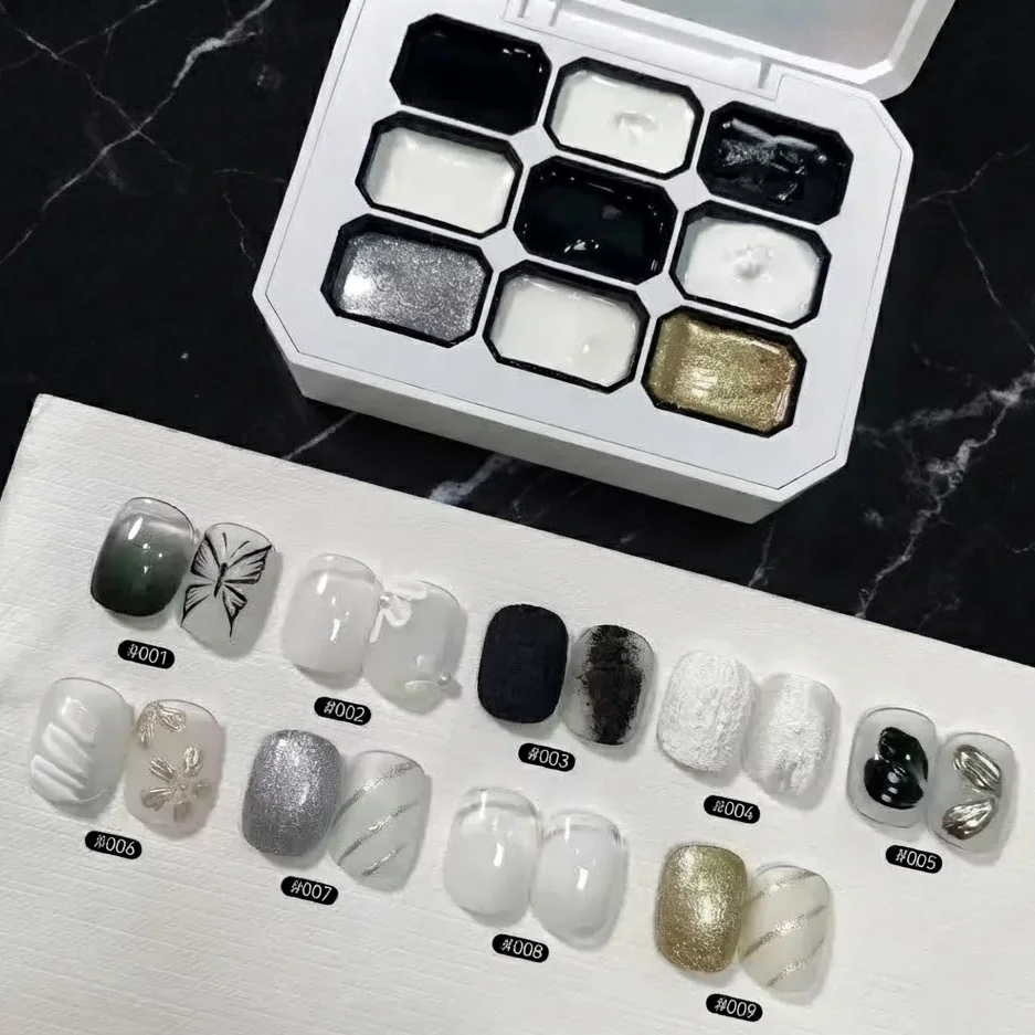 9-Color Solid Nail Polish, black,white Painting Gel, High Saturation Popular Solid Nail Polish, Used for Nail Art image 2