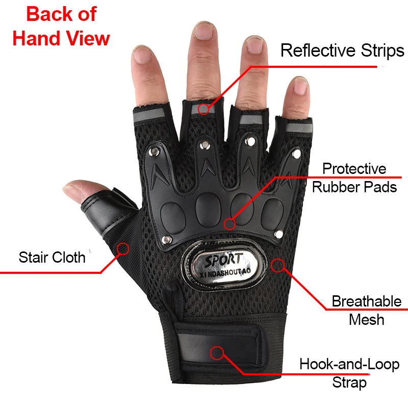 Motorcycle Gloves Fingerless Men Breathable Mesh Sports Summer Tactical Anti Slip Protective Cycling Mtb Bike Fitness Gloves