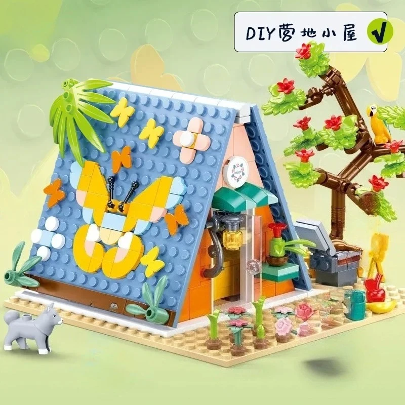 

Sluban положить строительные блоки DIY Camp Hut DIY Cat Home девушка игрушки ручной работы