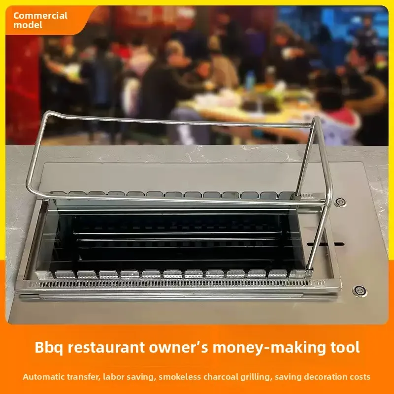 Outdoor Commercial Carbon BBQ Oven Automatic Rotating Flip Charcoal Grill Lamb  Restaurant Barbecue Processing Equipment