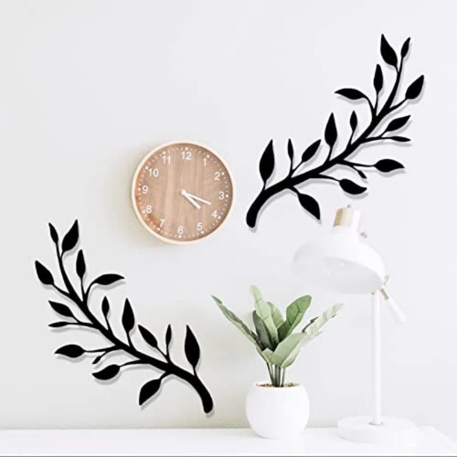 2 Pieces Metal Tree Leaf Wall Décor Branch Leaf Wall Art for Indoor Outdoor Garden Home Bedroom Living Room Decorations