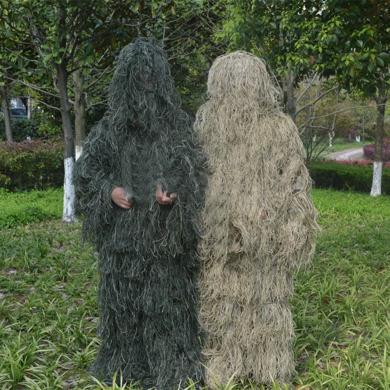 5-in-1 Camouflage Ghillie Suit Outdoor Hunting Suit Jungle Dry Grass Color Photography Bird Watching Cloth Adult and Kids