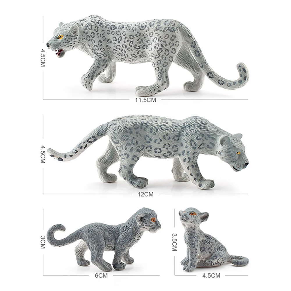 Plastikowe figurki lampartów śnieżnych, zabawki, prezenty dla dzieci na urodziny, dekoracja domu