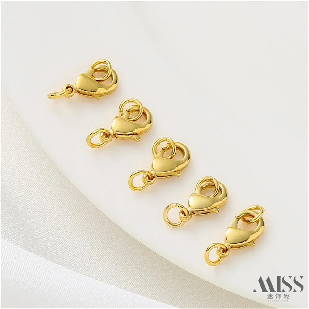 

14K Gold-wrapped 18K Lobster Buckle with Double Closed Ring Connecting Buckle DIY Handmade Necklace Bracelet Jewelry Accessories