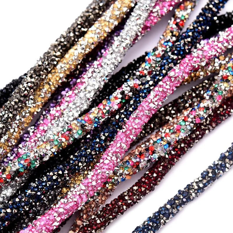 

2 Yards Rhinestone Tube Trim 6mm Resin Cord Sewing Chain DIY Wedding Dress Costume Decoration Applique Craft Accessories