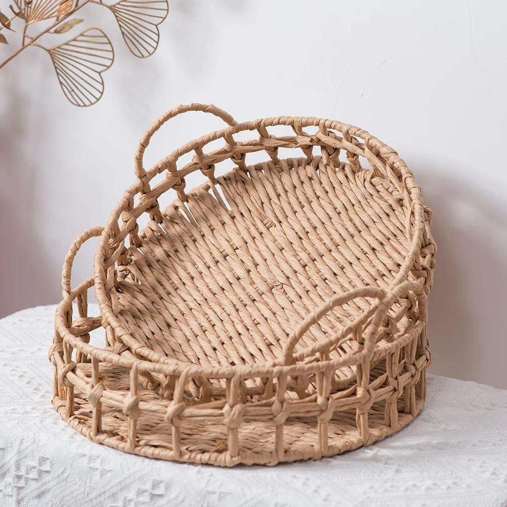 

1pc Woven Bread Basket Paper Rope Storage Organizer Kitchen Fruit Vegetable Holder Desktop Sundries Basket Home Restaurant Use