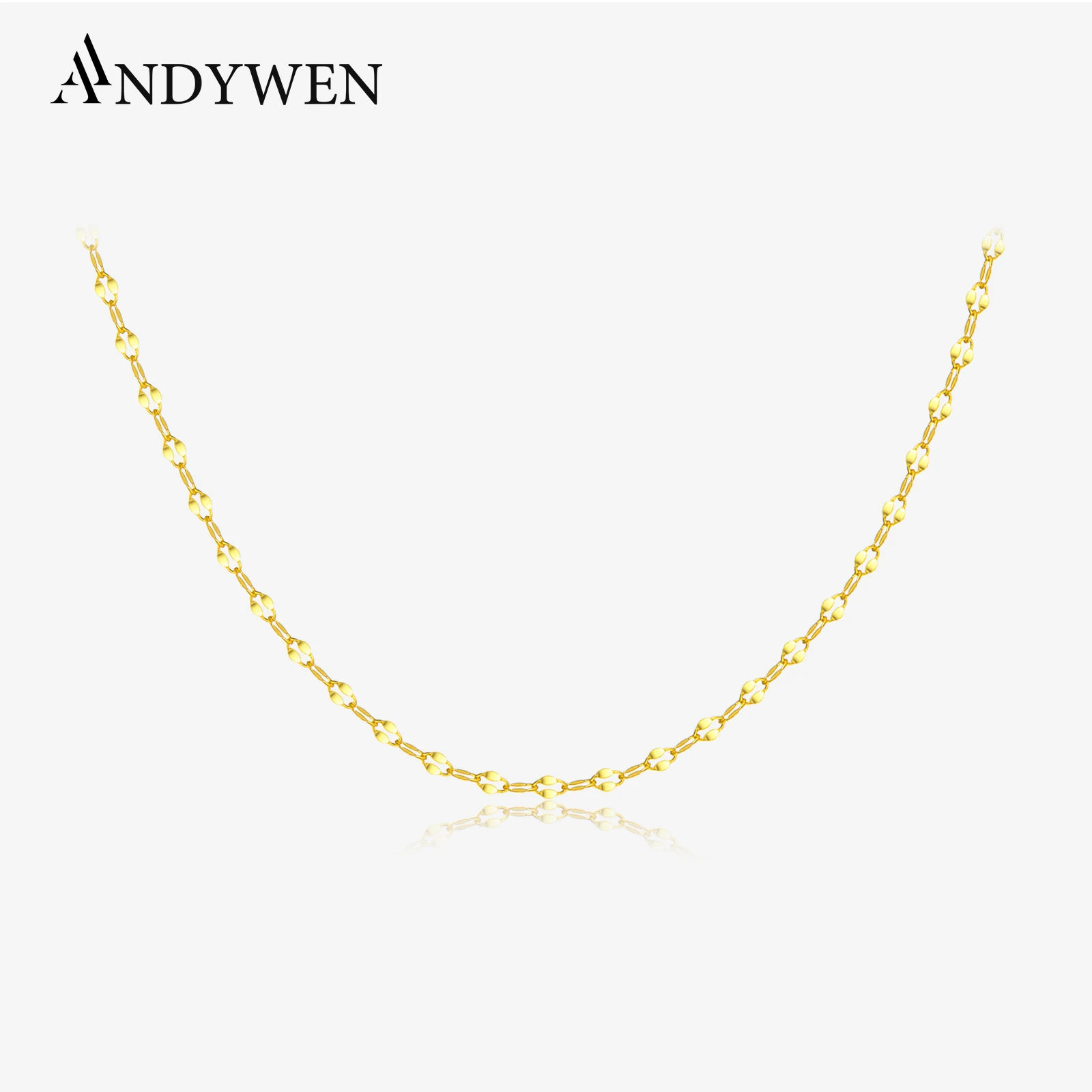 

ANDYWEN 925 Sterling Silver Thin 2*1.5mm Long Lip Chain Choker Necklace Women 2024 Simple Fine Dainty Rock Punk Gift Jewelry