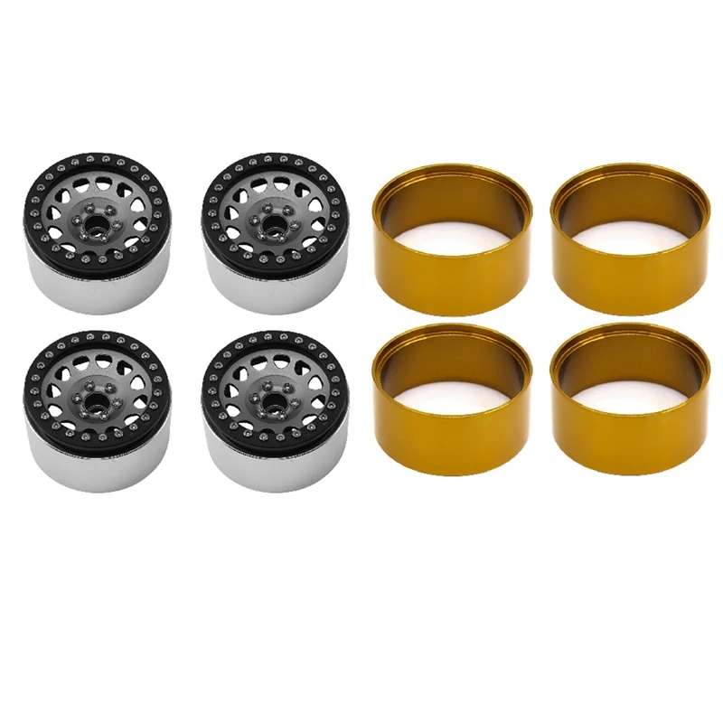 

4PCS CNC Metal 2.2 Beadlock Wheel Rim Hub With Metal 2.2 Beadlock Ring Wheel Rim Internal Counterweight Balance Weight