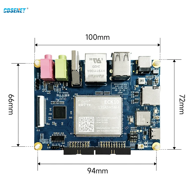 STM32MP135 Industrial Grade Single Board Computer CDSENET ECB10-135A5M5M-I 2.5”PICO-ITX Gigabit Ethernet CAN FD ARM A7 Low Power