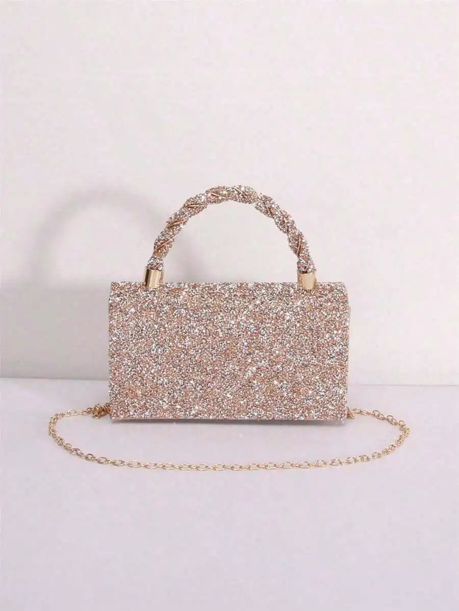 

Glitter Rhinestone Evening Clutch Bag With Chain Strap For Women Party Wedding Prom