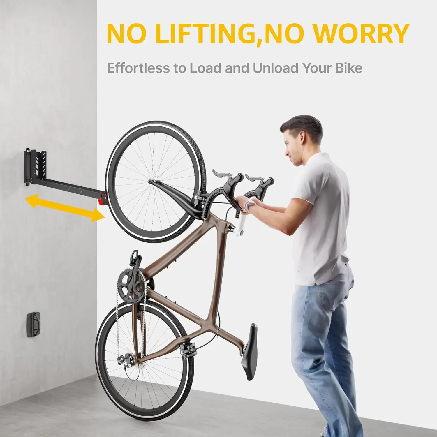 Swivel Bike Wall Mount, No Heavy Lifting Required Bike Wall Mount, Bike Hangers for Garage, Space-Saving,Can Hold Up to 77 lbs