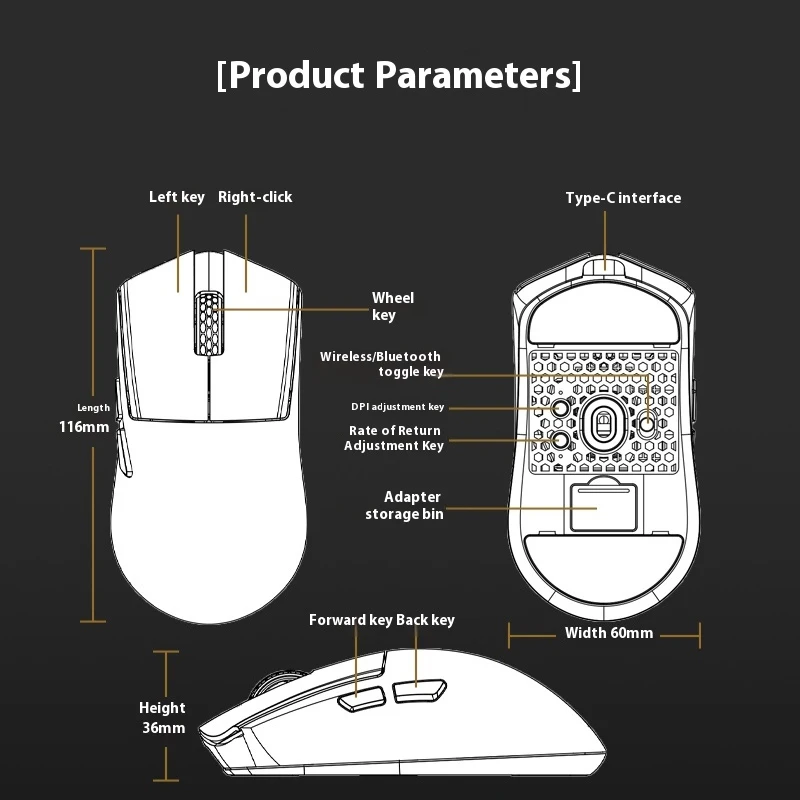 

Darmoshark M3 Xs Pro Esports Game Mouse Lightweight Bluetooth 2.4g Wireless Three-Mode Low Delay Computer Gaming Mouse Gift