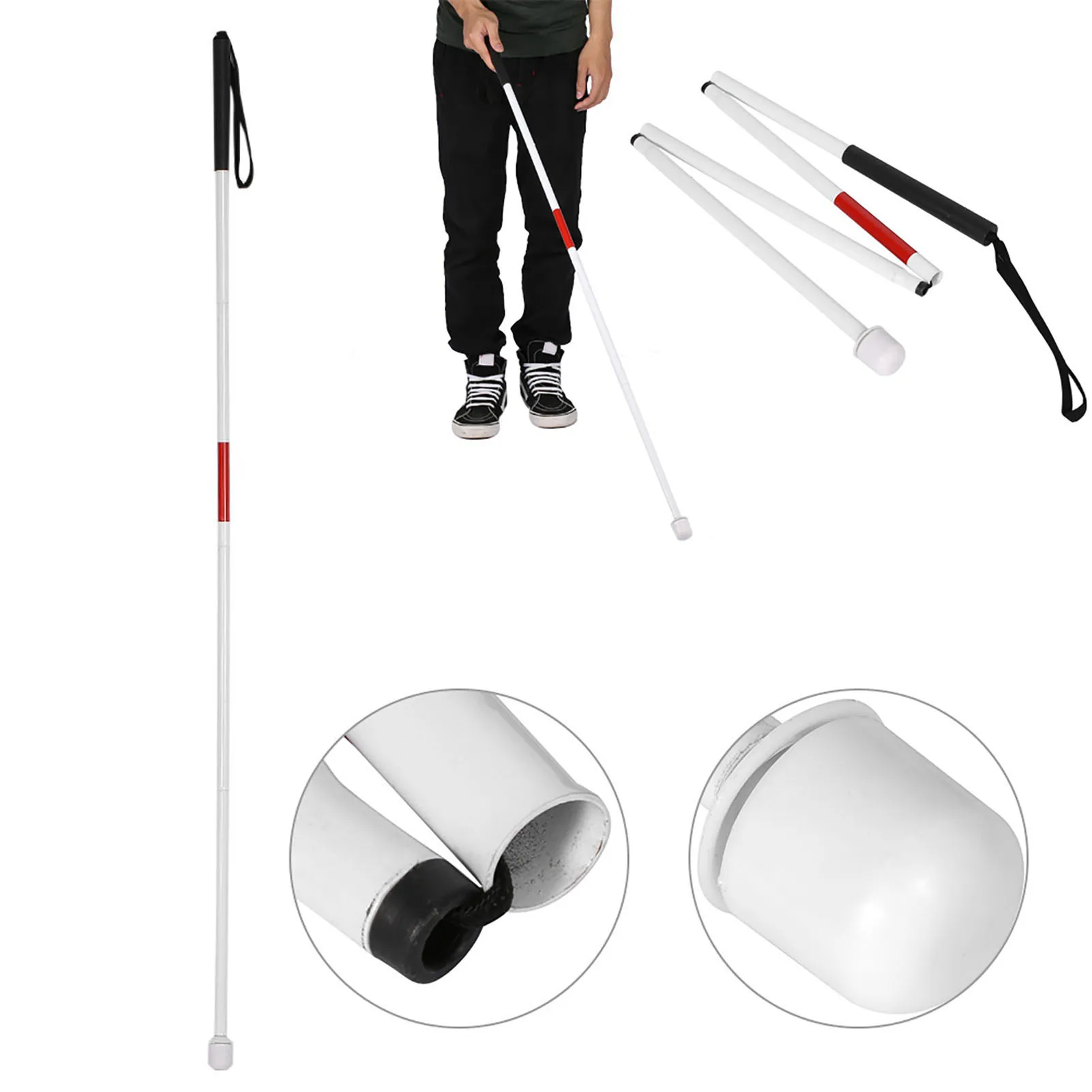 Blind Walking Stick Blind Cane 127cm 4-Sections Aluminum Alloy Folding Cane Walking Stick For The Blind